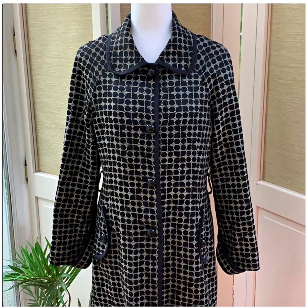 kate spade new york Geometric Black White Overcoat Button Lined Mid 8